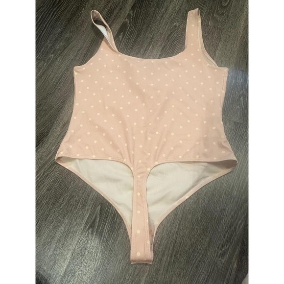 Free People Polka Dot V Neck Thong Bodysuit Pink Women's L - Picture 3 of 6